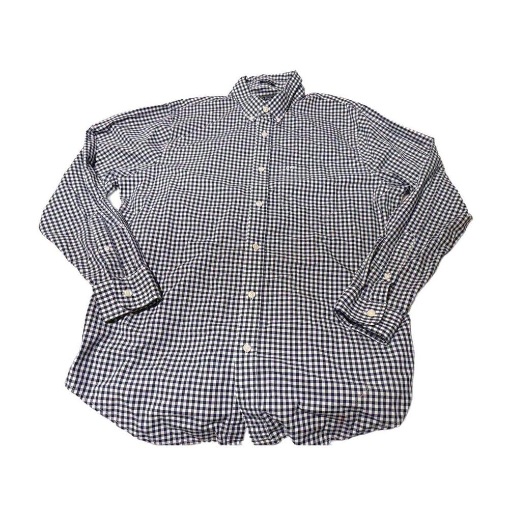 Abercrombie & Fitch Button Up Shirt relaxed Men Size XXL Navy and white checked